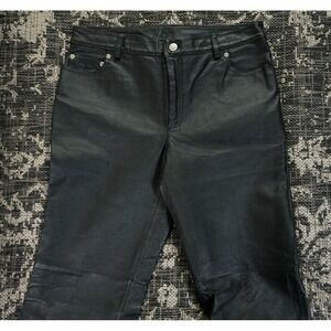 Newport News Women's 6T Black Leather Pants Lined Biker Motorcycle Riding Gear